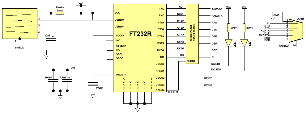 Переходник USB - COM порт RS-232 на микросхеме FT232R